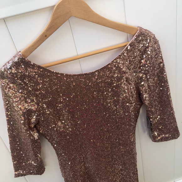 NWT Lulu’s Rose Gold Sequin Dress - Size Small - Picture 6 of 12